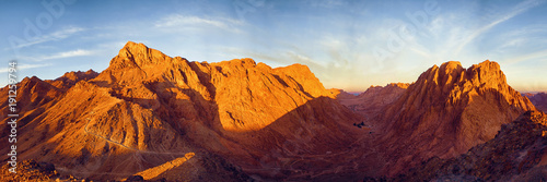 Amazing Sunrise at Sinai Mountain, Beautiful dawn in Egypt, Beautiful view from the mountain photo