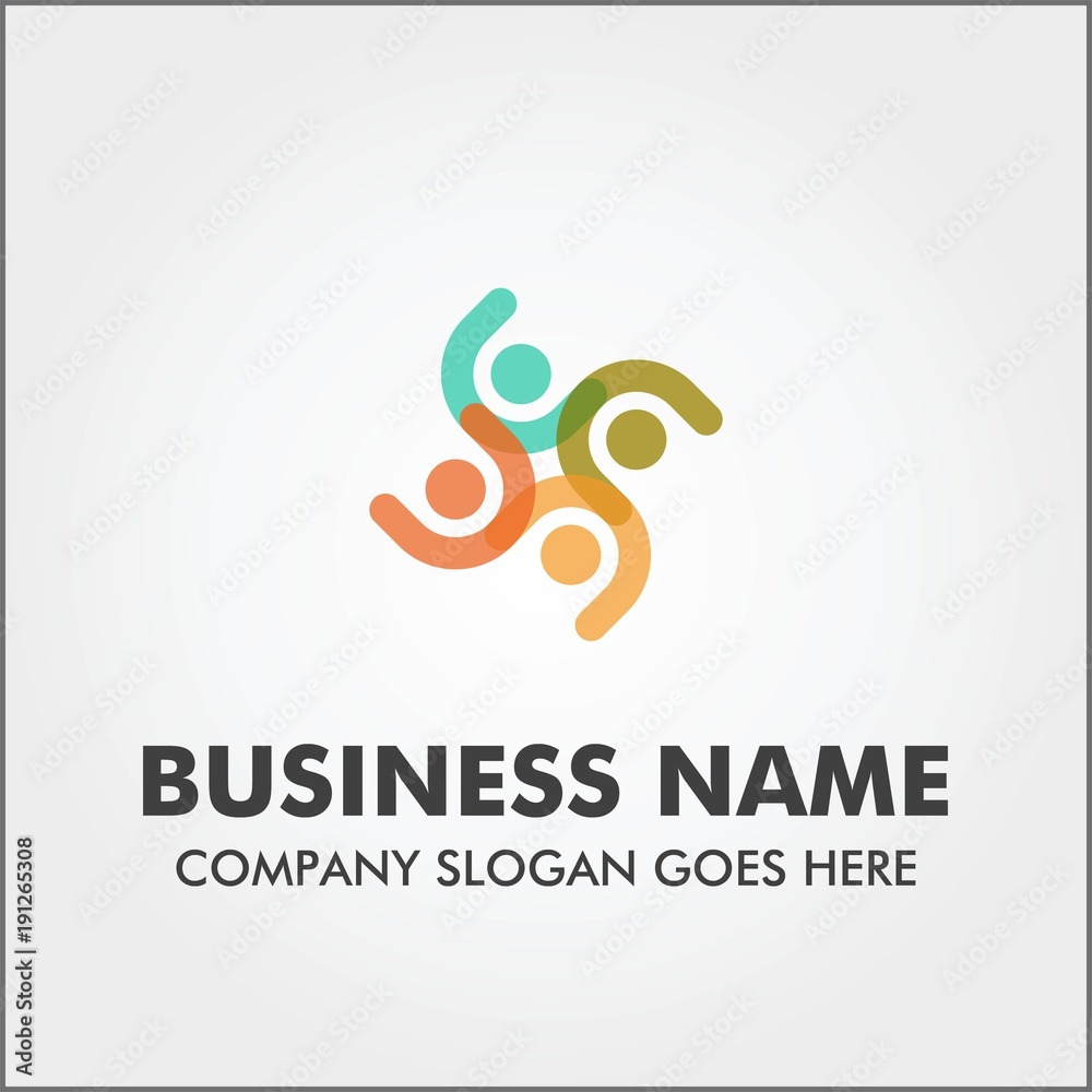 Obraz premium people unity logo icon template