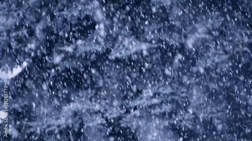 Heavy snow falling in winter time