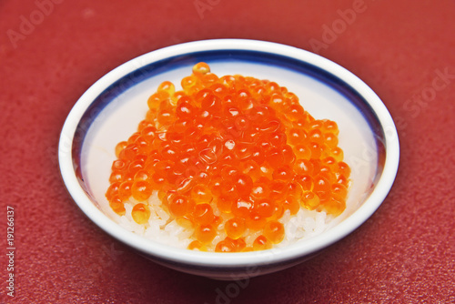 Salmon roe with rice, Japanese food     