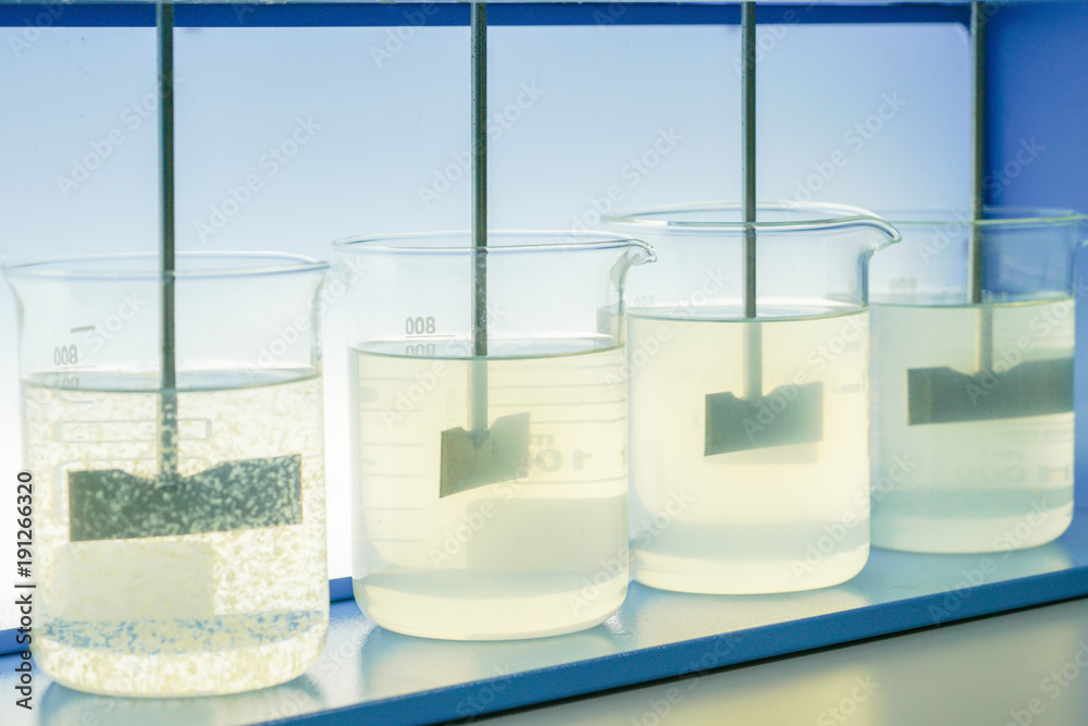 Coagulation test (Jar test) wastewater from industry plant StockFoto