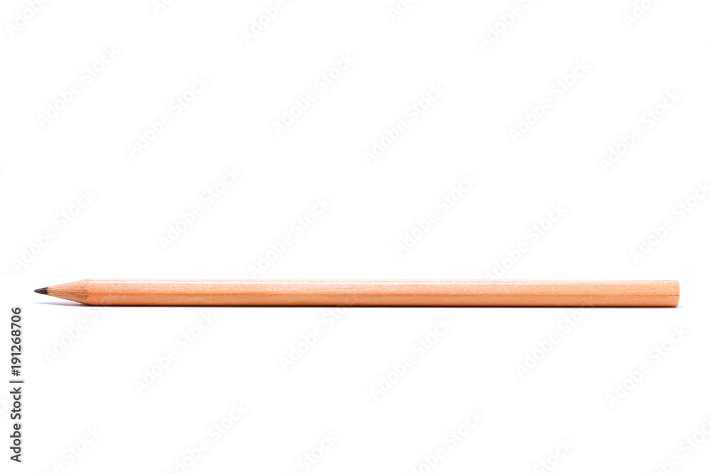 Close up brown wood long pencil isolated on white Close up brown wood long pencil isolated on white