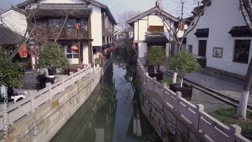 Buildings surrounding the water canals near Nanxiang Old Street in Shanghai China. photo