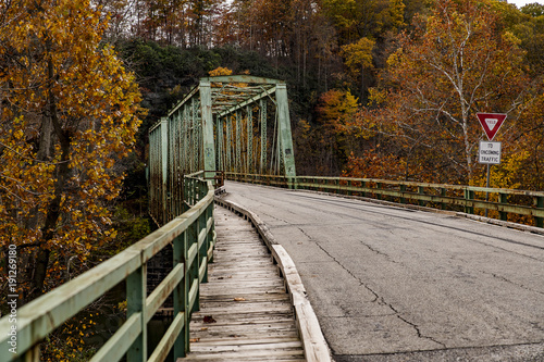 Historic One Lane Truss Crossing in Autumn - Layton Bridge - Pennsylvania