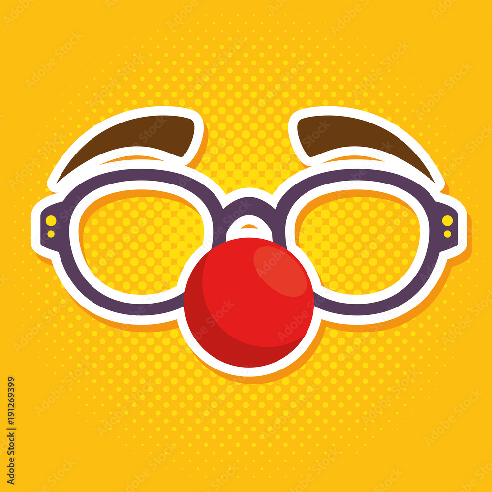 red nose day fool clown glasses with red nose vector illustration graphic  design Stock-vektor | Adobe Stock