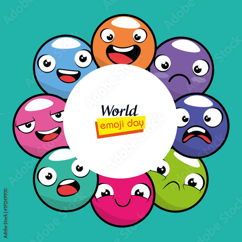 Fototapeta Naklejka Na Ścianę i Meble -  emoji emoticon character background collection vector illustration graphic design
