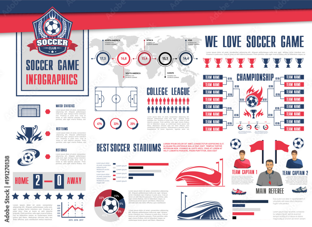 Naklejka premium Soccer or football sport game infographic design