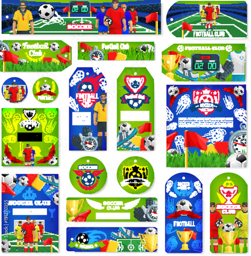 Soccer or football sport club tag and label design