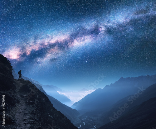 Space with Milky Way, girl ...