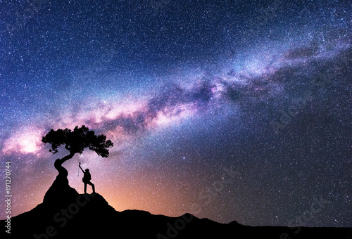 Milky Way and silhouette of...