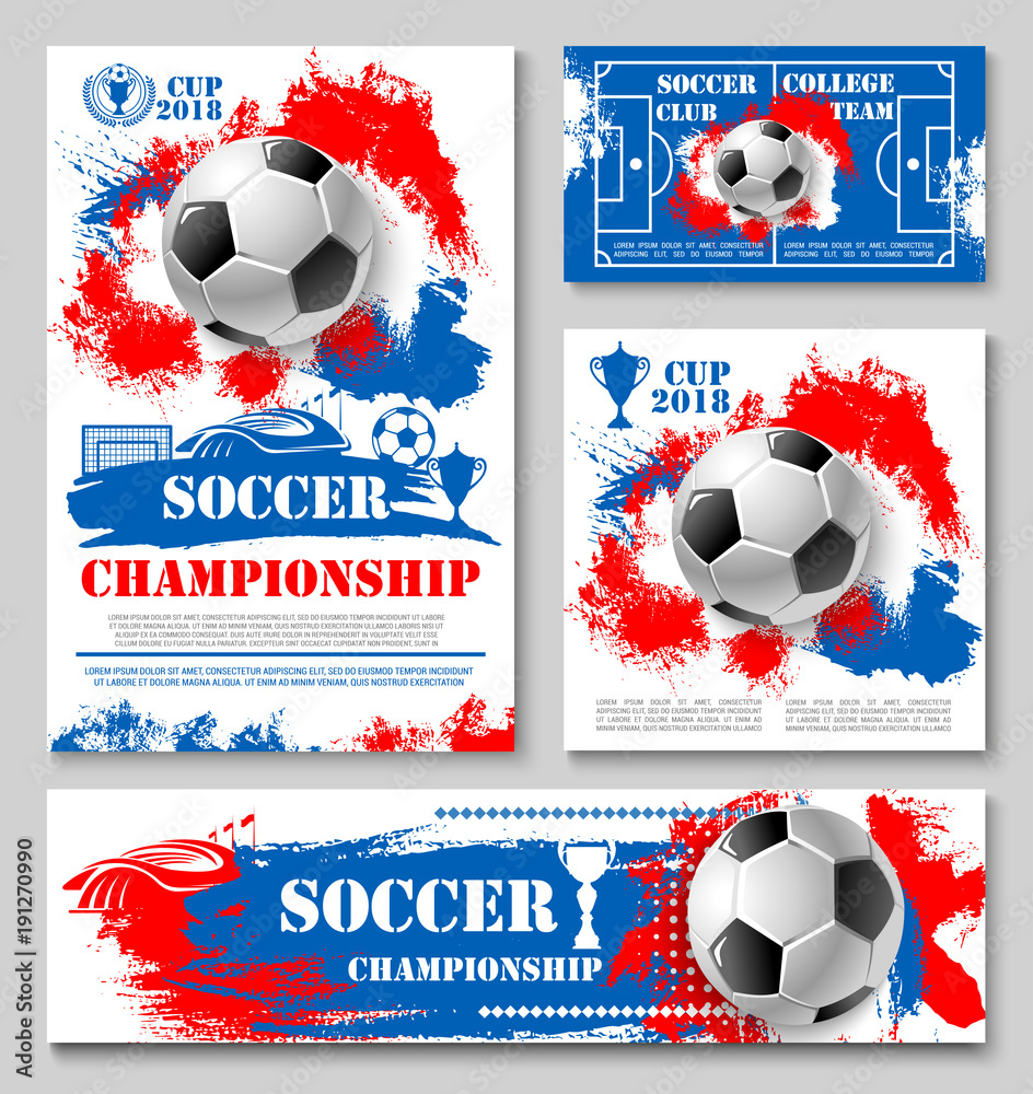 Naklejka premium Soccer championship cup poster for football design
