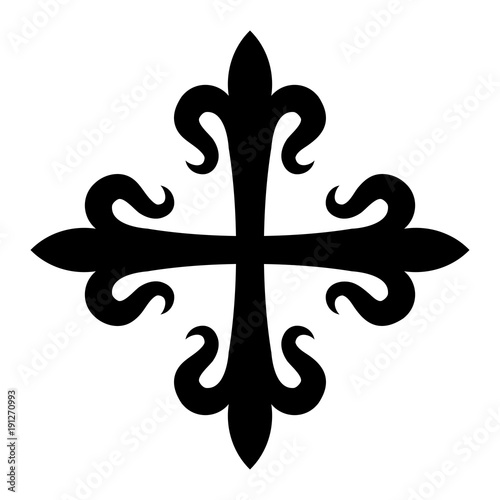 Croix fleurdelisée (cross of lilies), medieval heraldic cross.