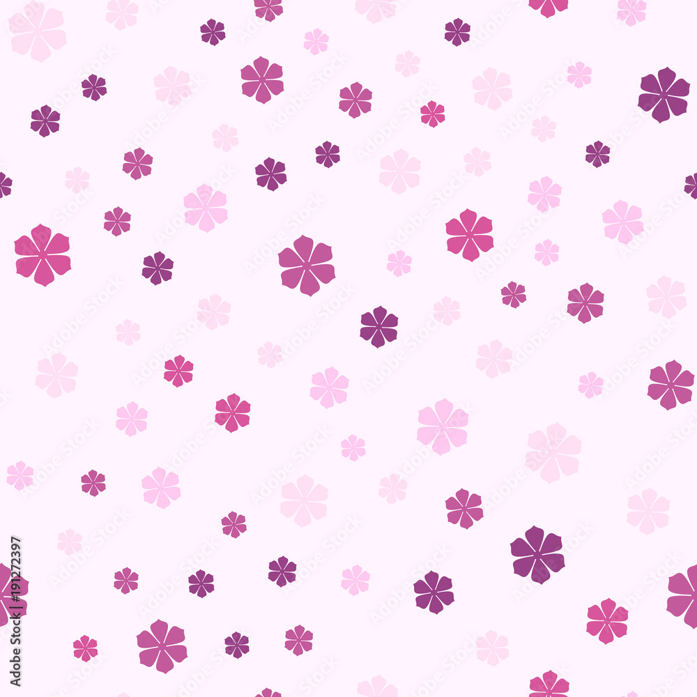 Seamless pattern with pink handwritten flowers. Vector