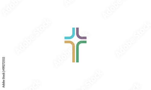 Cross, catholic, Christian, place of worship, protestant, pray, god, path, faith, truth, emblem symbol icon vector logo