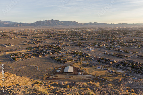 Early morning view of northwest Las Vegas from the top of Lone Mountain in Clark Counnty Nevada.  