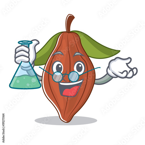 Professor cacao bean character cartoon