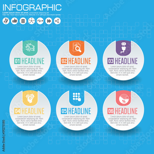 Infographic design template with frame for your text and photo, can be used for workflow layout, diagram, report, web design. photo