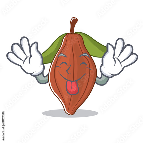 Tongue out cacao bean mascot cartoon