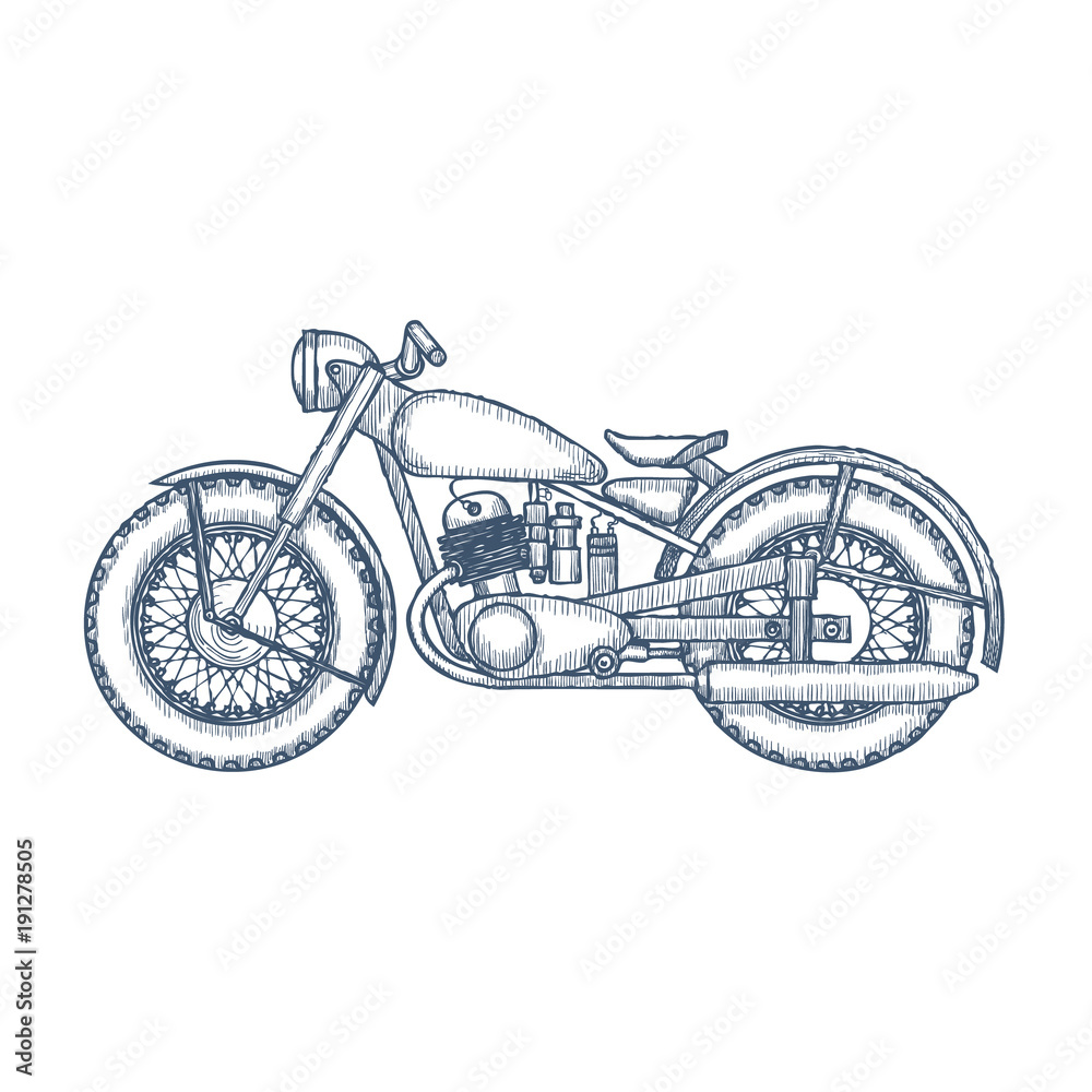 Hand Drawn Vintage Motorcycle vector logo design