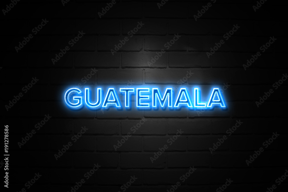 Guatemala neon Sign on brickwall Guatemala neon Sign on brickwall