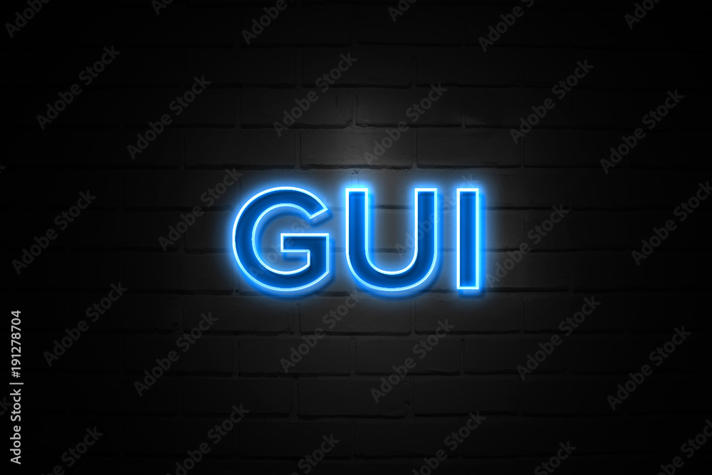 Gui neon Sign on brickwall Gui neon Sign on brickwall