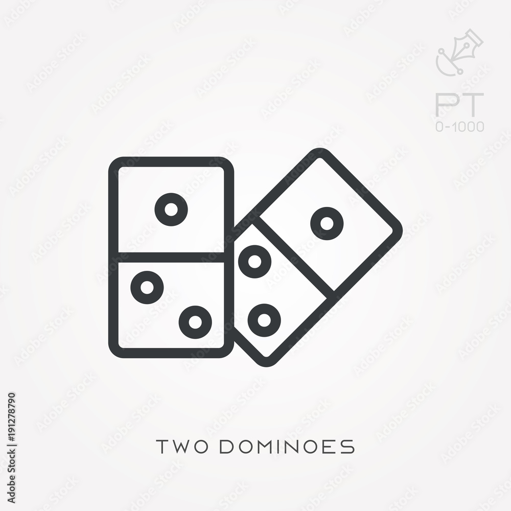 Line icon two dominoes Line icon two dominoes