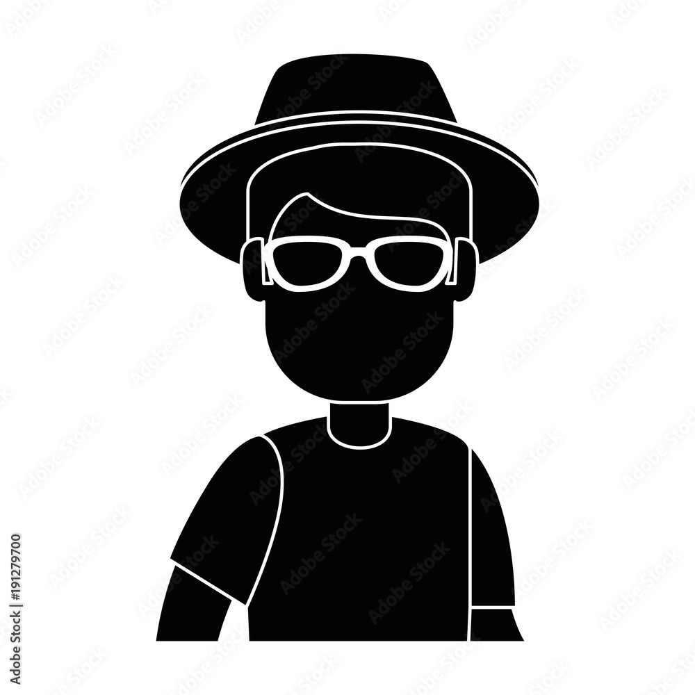man gardener with hat avatar character vector illustration design