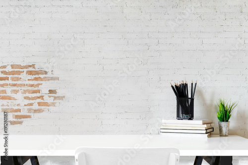 Workspace mockup and office accessories with copy space