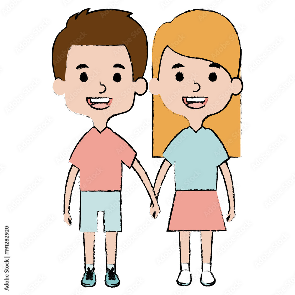 cute and little kids couple vector illustration design cute and little kids couple vector illustration design