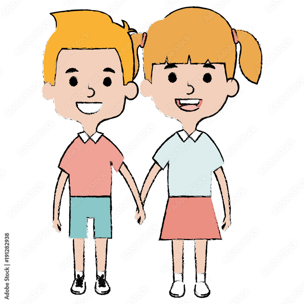 cute and little kids couple vector illustration design cute and little kids couple vector illustration design