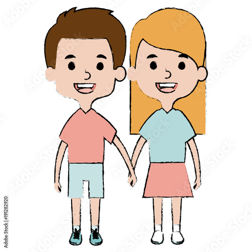 cute and little kids couple vector illustration design photo