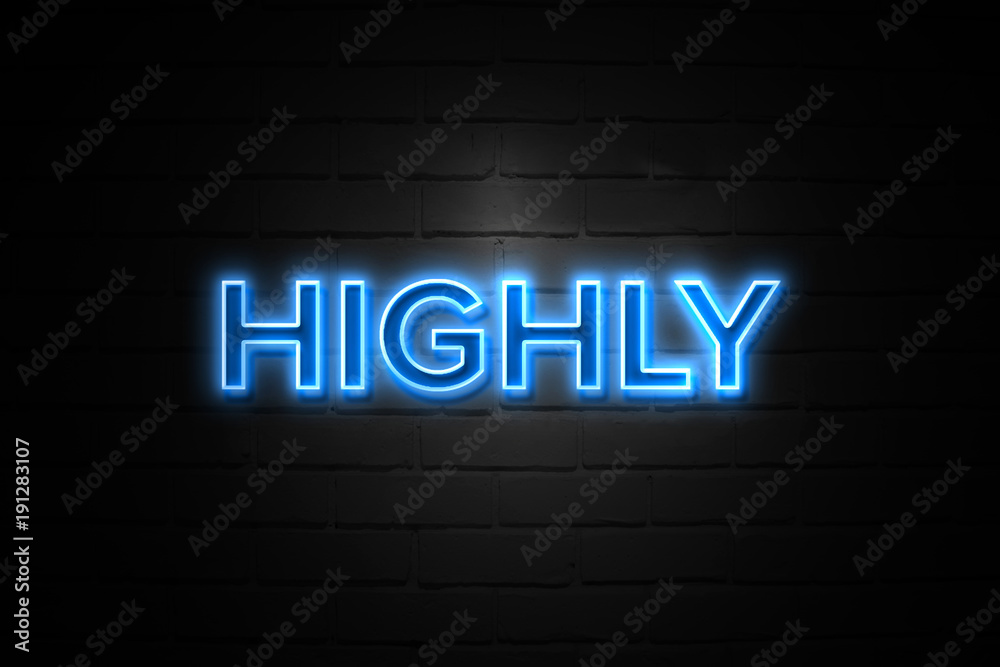 Highly neon Sign on brickwall