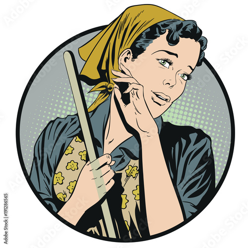 Woman from cleaning service. Stock illustration.