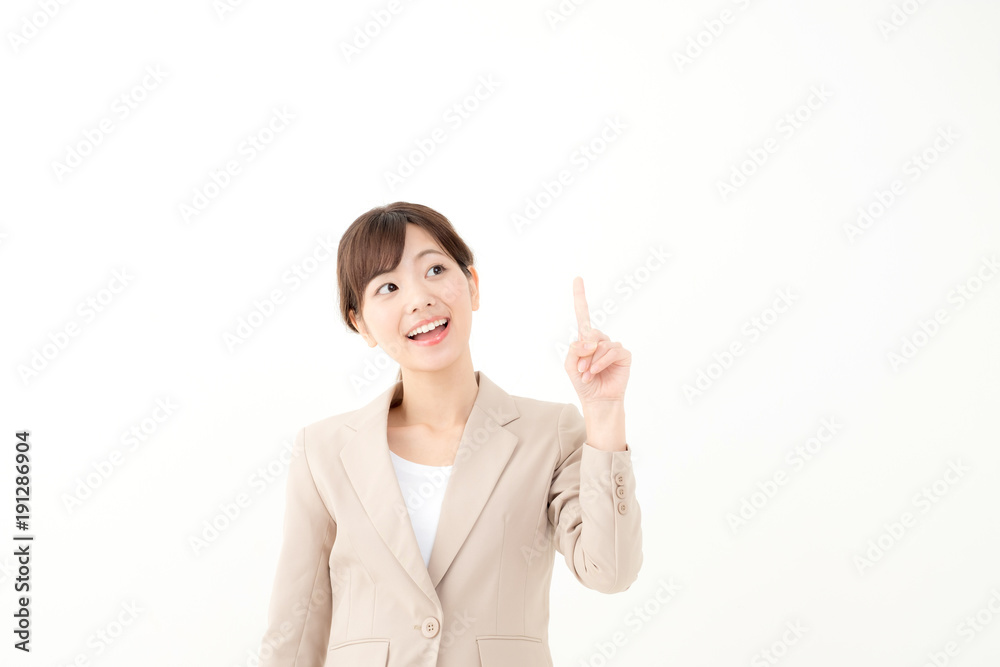 指差すビジネスウーマン 指差すビジネスウーマン