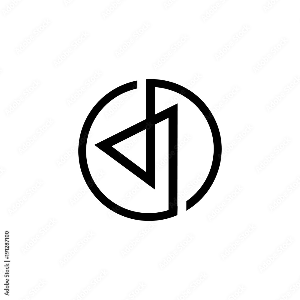 art of letter dj in a circle logo vector art of letter dj in a circle logo vector