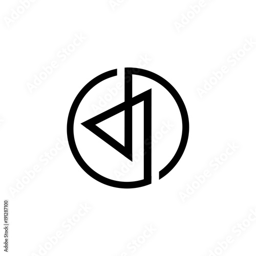 art of letter dj in a circle logo vector