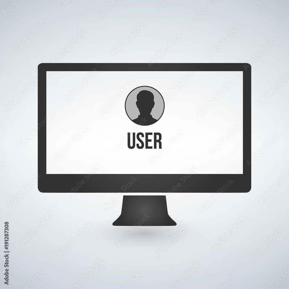 Computer monitor with user avatar. vector illustration. Computer monitor with user avatar. vector illustration.