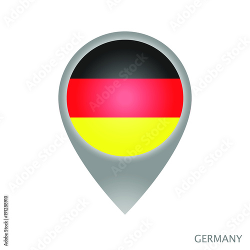 Free Download Map pointer with flag of Germany. Gray abstract map icon. Vector Illustration. - GFXLoad