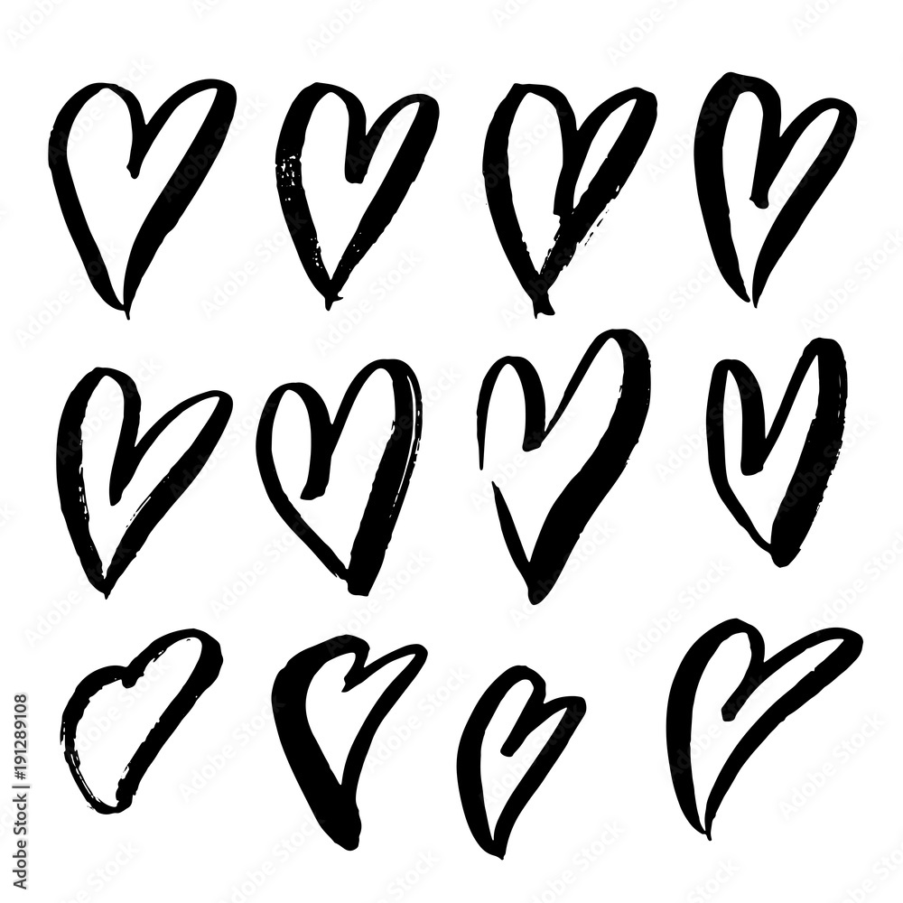 Grunge hearts set. Valentine day print. Vector illustration Grunge hearts set. Valentine day print. Vector illustration