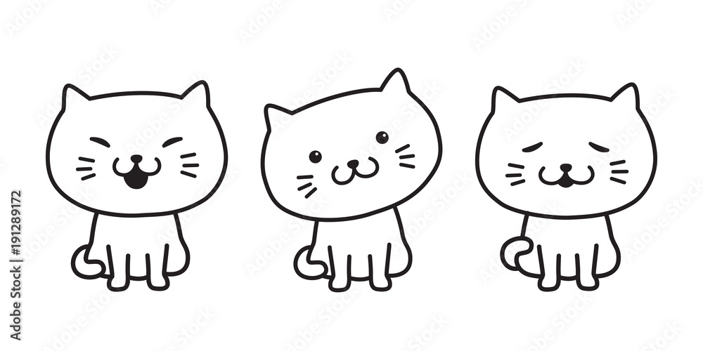 cat vector character calico kitten logo cartoon illustration icon doodle white