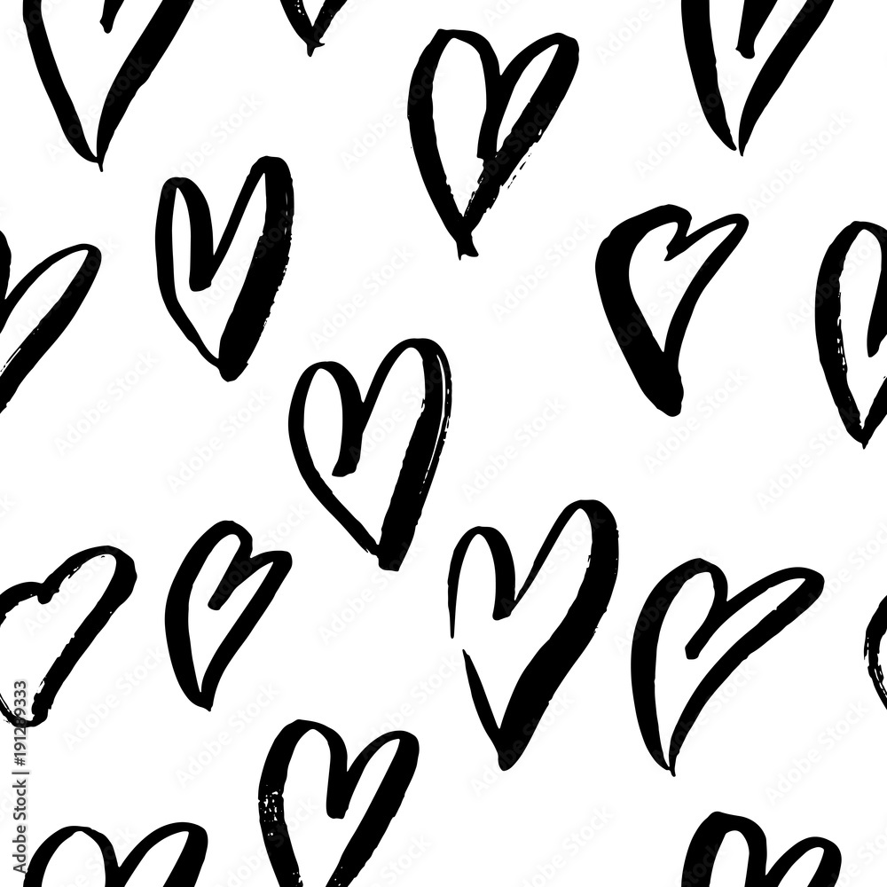 Vector seamless pattern with grunge hearts. Happy Valentines Day background. Vector illustration. Vector seamless pattern with grunge hearts. Happy Valentines Day background. Vector illustration.