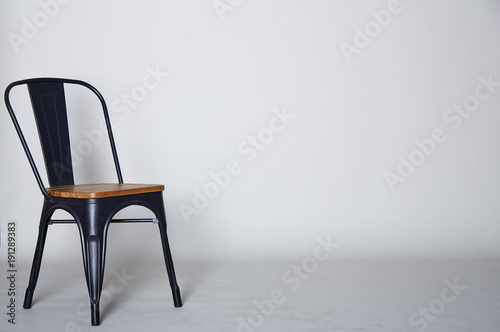 Steel with wood chair on Grey