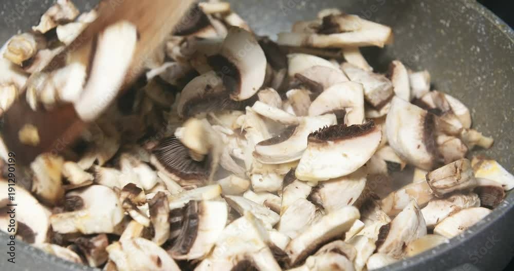 Frying Fungi in Pan Frying Fungi in Pan