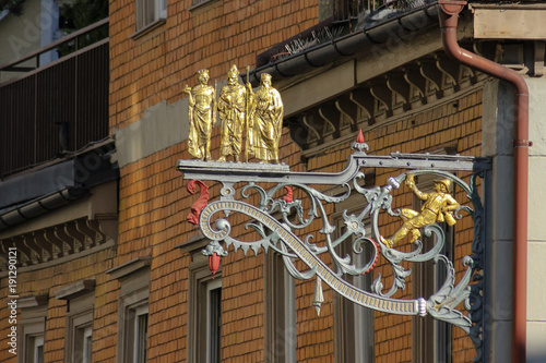 facades details and roofs of a historical city schwaebisch gmuend photo