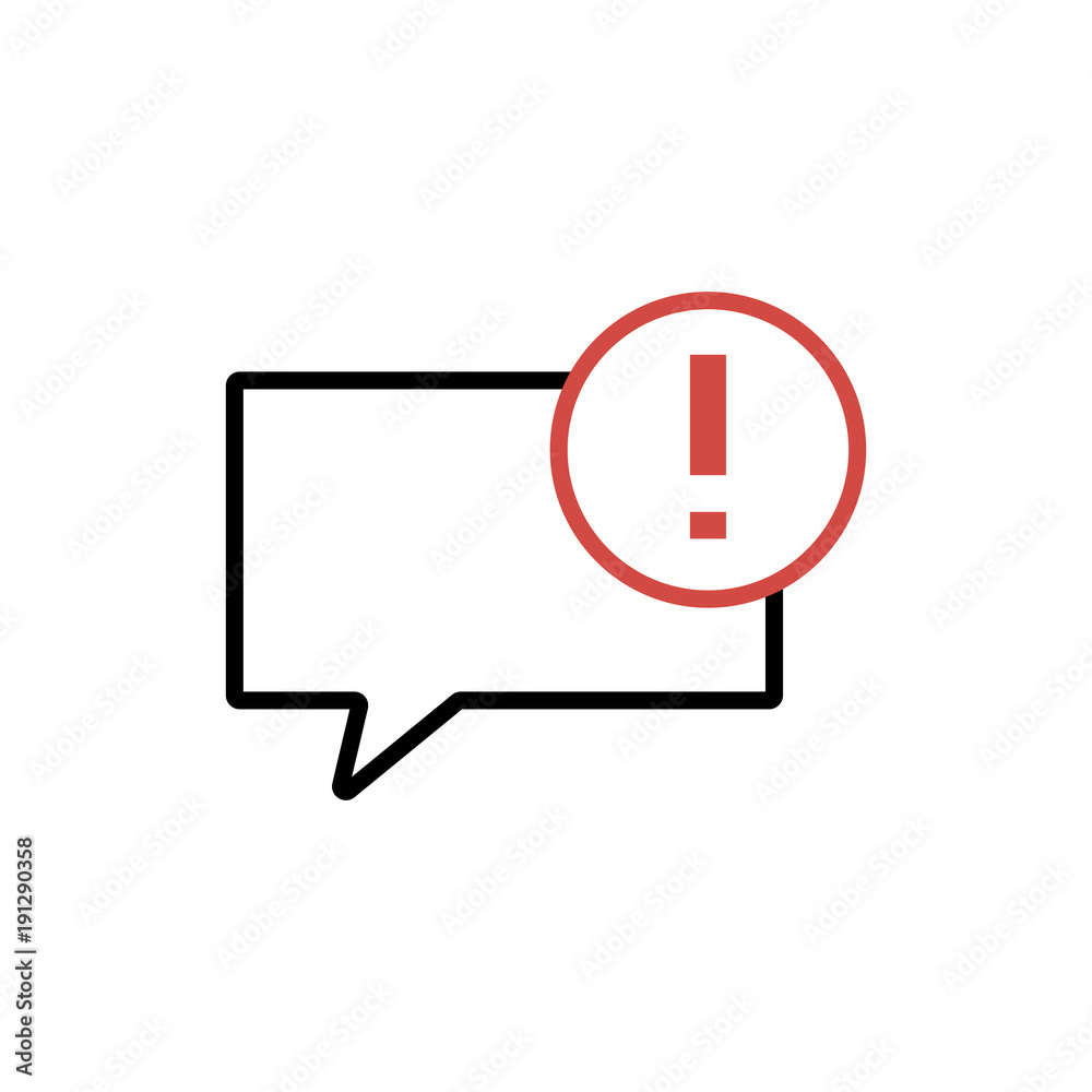 Fototapeta premium Chat and Speech Bubble Icon on White Background. Error. Vector. Warning. Line sms icon