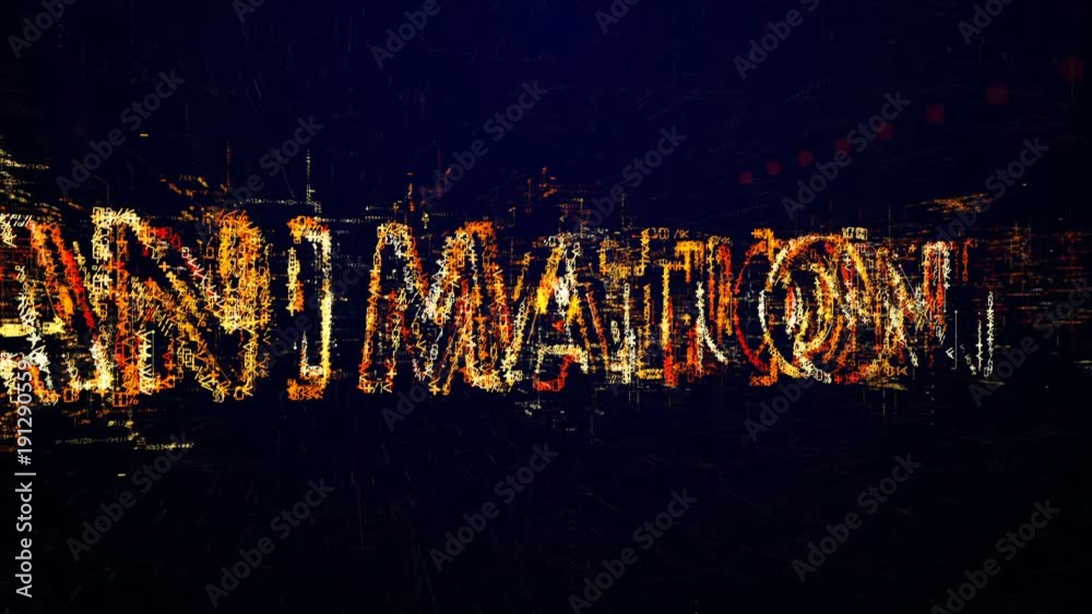 Animation. Intro before starting or in pause. Tech header made up of small numbers and symbols. Show animation