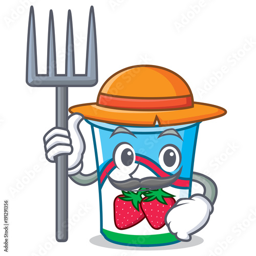 Farmer yogurt character cartoon style