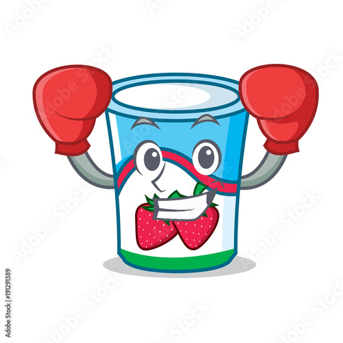 Boxing yogurt character cartoon style