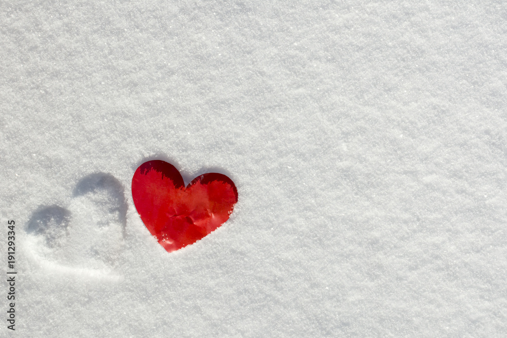 Valentine's Day Love hearts on snow