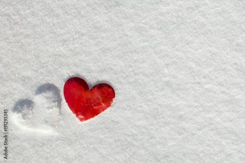 Valentine's Day Love hearts on snow